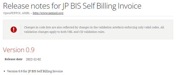 Release notes for JP BIS Self Billing Invoice